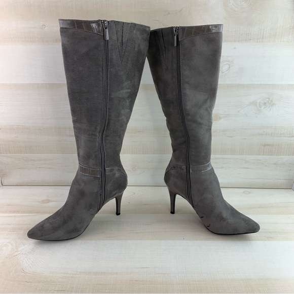 Amelia Grace Grey Knee High Boots - Picture 5 of 15